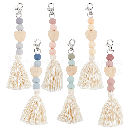 GOMAKERER 6Pcs 6 Colors Tassels Silicone Beaded Pendant Decoration HJEW-GO0001-02-1