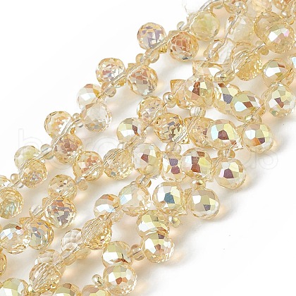 Transparent Electroplate Glass Beads Strands EGLA-F152A-FR01-1