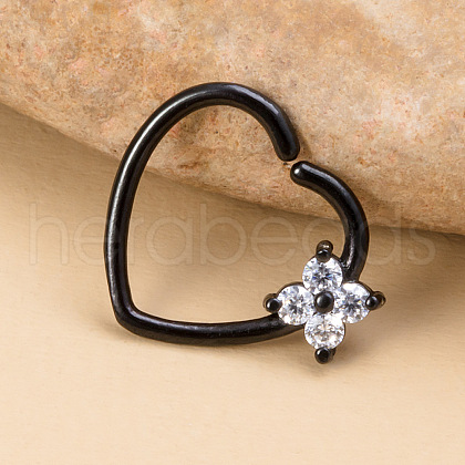 316L Surgical Stainless Steel Micro Pave Clear Cubic Zirconia Hoop Nose Rings WGE451E-02-1