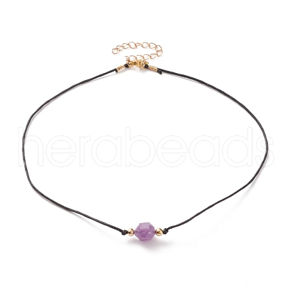 Faceted Natural Amethyst Pendant Necklaces NJEW-JN03230-03-1