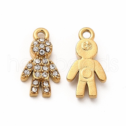 Ion Plating(IP) 316 Surgical Stainless Steel with Crystal Rhinestone Pendants STAS-G305-04G-1