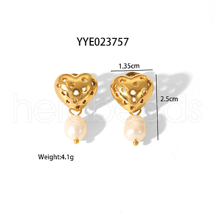 Hollow Heart Stainless Steel Stud Earrings for Women FA1341-3-1