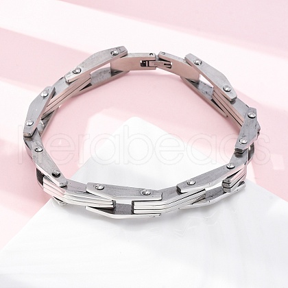 304 Stainless Steel Link Chain Bracelets for Women Men BJEW-R018-08P-1