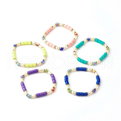 Handmade Polymer Clay Stretch Bracelets BJEW-JB06351-1