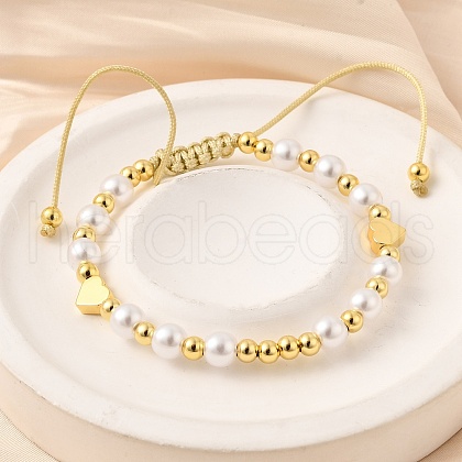ABS Imitation Pearl Beads Braided Bead Bracelets for Women BJEW-D317-09B-G-1
