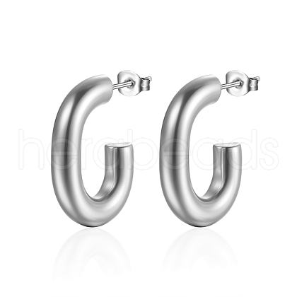 C-shape Stainless Steel Stud Earrings for Women SV6123-2-1