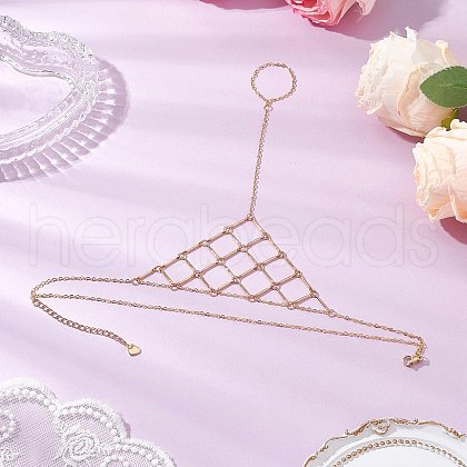 304 Stainless Steel Triangle Mesh Toe Ring Anklets for Women AJEW-AN00665-1