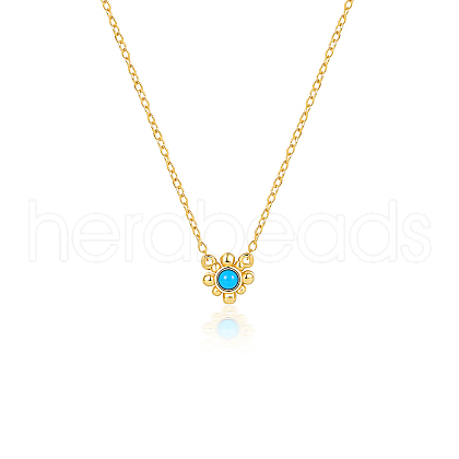 925 Sterling Silver Pave Synthetic Turquoise Moon Pendant Cable Chain Necklaces AL5793-5-1