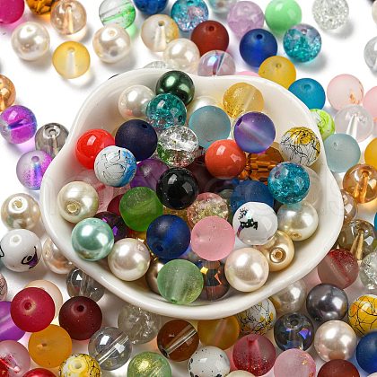 Opaque Spray Painted Glass Beads DGLA-MSMC002-10mm-1