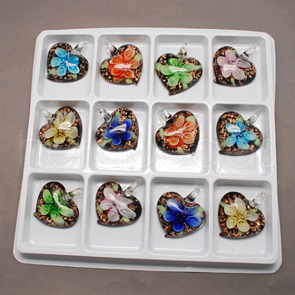 Handmade Goldsand Lampwork Pendants LAMP-S059-9-B-1