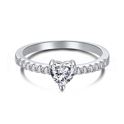 Mother's Day Rhodium Plated 925 Sterling Silver Finger Rings RJEW-A019-08B-01P-1