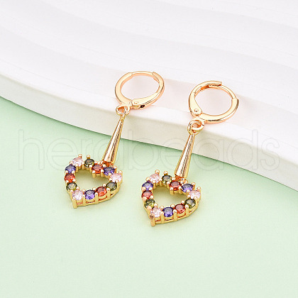Brass Micro Pave Cubic Zirconia Leverback Earrings EJEW-N058-18B-G-1