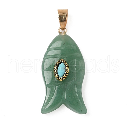 Natural Green Aventurine & Synthetic Turquoise Carved Pendants G-Z084-01G-04-1