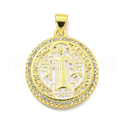 Rack Plating Brass Micro Pave Cubic Zirconia Pendants KK-B091-22G-04-1
