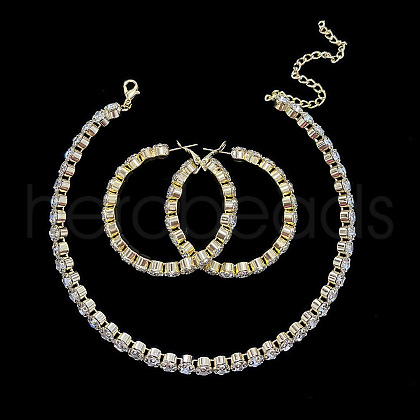 Flat Round Brass Crystal Rhinestone Jewelry Sets WG38BC5-03-1