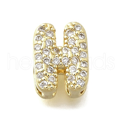 Brass Micro Pave Cubic Zirconia Letter Multi-Strand Links KK-D295-32G-08-1