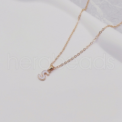 Alloy White Enamel Initial Pendant Necklaces WG51722-17-1