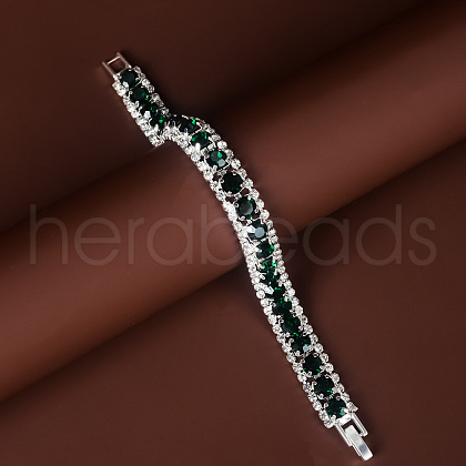 Square Alloy Rhinestone Cup Chain Bracelets for Women WG1D83C-04-1