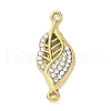 304 Stainless Steel Crystal Rhinestone Leaf Connector Charms STAS-V003-06G-1
