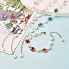Plum Blossom Flower Glass Link Bracelets Set for Teen Girl Women X1-BJEW-TA00017-2