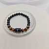 Natural Tiger Eye & Black Obsidian Round Beaded Stretch Braceletes WG32BD9-11-1