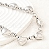 Brass Heart Bib Round Beaded Necklaces for Women NJEW-D314-09G-1