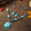Bohemian Synthetic Turquoise Pendant Necklaces & Earrings Sets for Women LE7615-3