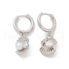 Shell Shape Brass Micro Pave Cubic Zirconia Hoop Earrings EJEW-M077-05P-3