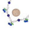 2Pcs 2 Colors Crackle Glass & Natural Quartz Crystal Fruit Bib Necklaces for Women NJEW-JN05203-4