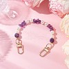 Natural Amethyst Chip & Round ABS Plastic Imitation Pearl Bag Extension Chains AJEW-BA00147-04-1