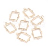Rack Plating Alloy Open Back Bezel Pendants PALLOY-Q351-08KCG-FF-1
