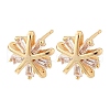 Brass Micro Pave Clear Cubic Zirconia Stud Earrings for Women EJEW-G428-26G-02-4