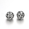 Round Tibetan Style Alloy Filigree Beads TIBEB-D027-02AS-1