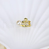 Mother's Day Jewellery Natural Freshwater Pearl with Clear Cubic Zirconia Cuff Rings WGACE42-15-1