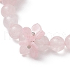 Natural Rose Quartz Round Beaded Charm Bracelets BJEW-TA00615-03-4