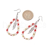 304 Stainless Steel & Glass Seed Beads Dnagle Earrings for Women EJEW-MZ00397-02-3