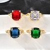 Brass Micro Pave Cubic Zirconia Finger Rings for Women RJEW-F181-11G-3