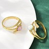 316 Stainless Steel with Natural Mixed Gemstone Cuff Rings RJEW-Z098-01G-10-3