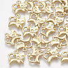 Brass Kitten Charms KK-S348-012-2