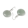 Natural Green Aventurine Flat Round Dangle Earrings EJEW-D188-03P-03-3