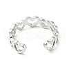 304 Stainless Steel Heart Wrap Open Cuff Ring RJEW-C040-01P-3