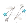 Shell Shape with Starfish Dangle Earrings EJEW-TA00640-4