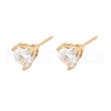 Heart Brass Pave Cubic Zirconia Stud Earrings for Women EJEW-G428-29B-02-4