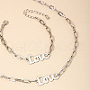 Word Love Alloy Pendant Necklaces & Link Bracelets Sets for Women FS-WG51D27-02-1