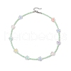 Acrylic & Glass Seed Beaded Flower Necklaces for Women NJEW-JN05291-02-4