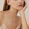 FIBLOOM 8Pcs 8 Styles Natural Mixed Gemstone Heart Pendant Necklace with Alloy Chains NJEW-FI0001-45-7