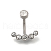 304 Stainless Steel Clear Cubic Zirconia Curved Barbell Belly Button Rings AJEW-D306-03P-04-2