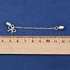 Brass Pave Clear Cubic Zirconia European Safety Chains with Charms KK-L236-15B-S-3