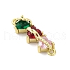 Brass Colorful Cubic Zirconia 3 Heart Connector Charms KK-D325-02G-2