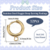SUNNYCLUE 12Pcs 201 Stainless Steel Huggie Hoop Earring Findings STAS-SC0007-98G-2